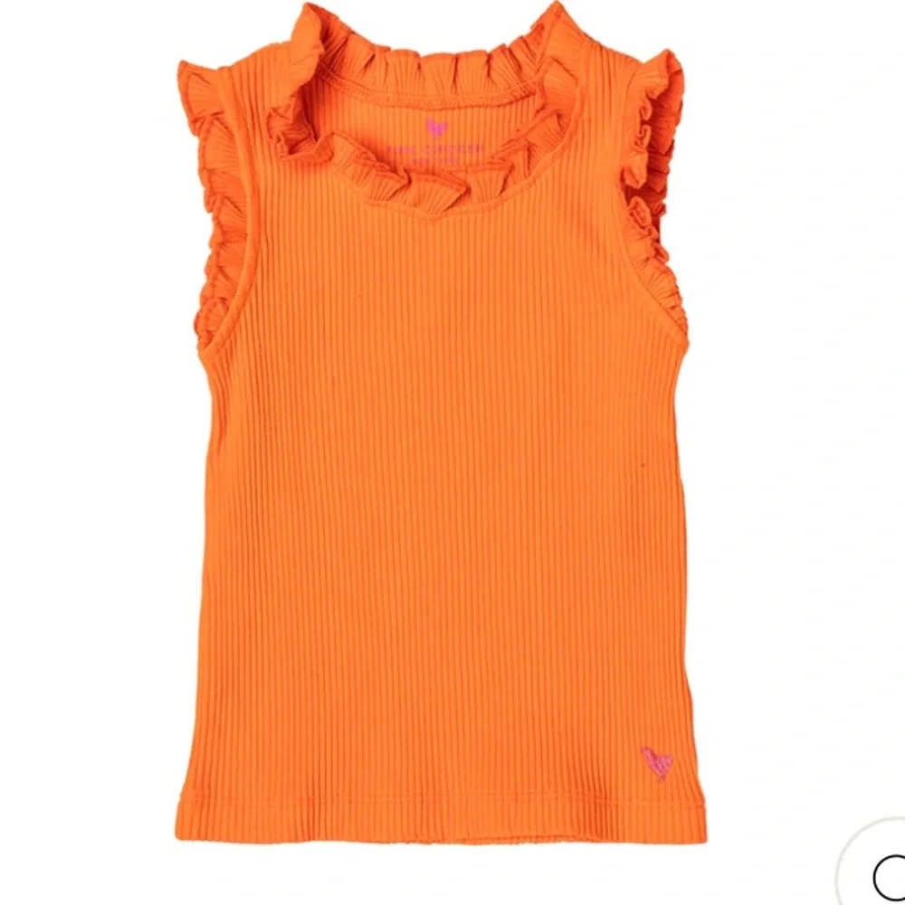 PINK CHICKEN GOLDEN POPPY GIRLS ORGANIC RUFFLE RIB TANK